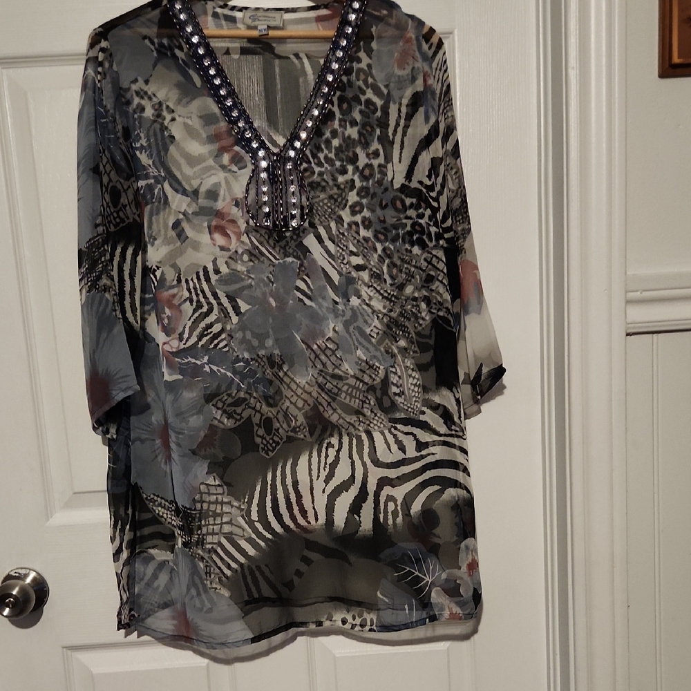 Chic Sheer Animal Print Tunic